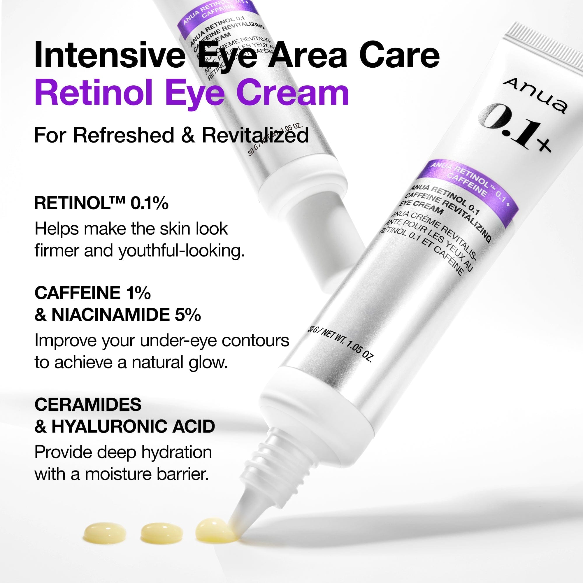 Anua US Moisturizer Retinol 0.1 Caffeine Revitalizing Eye Cream