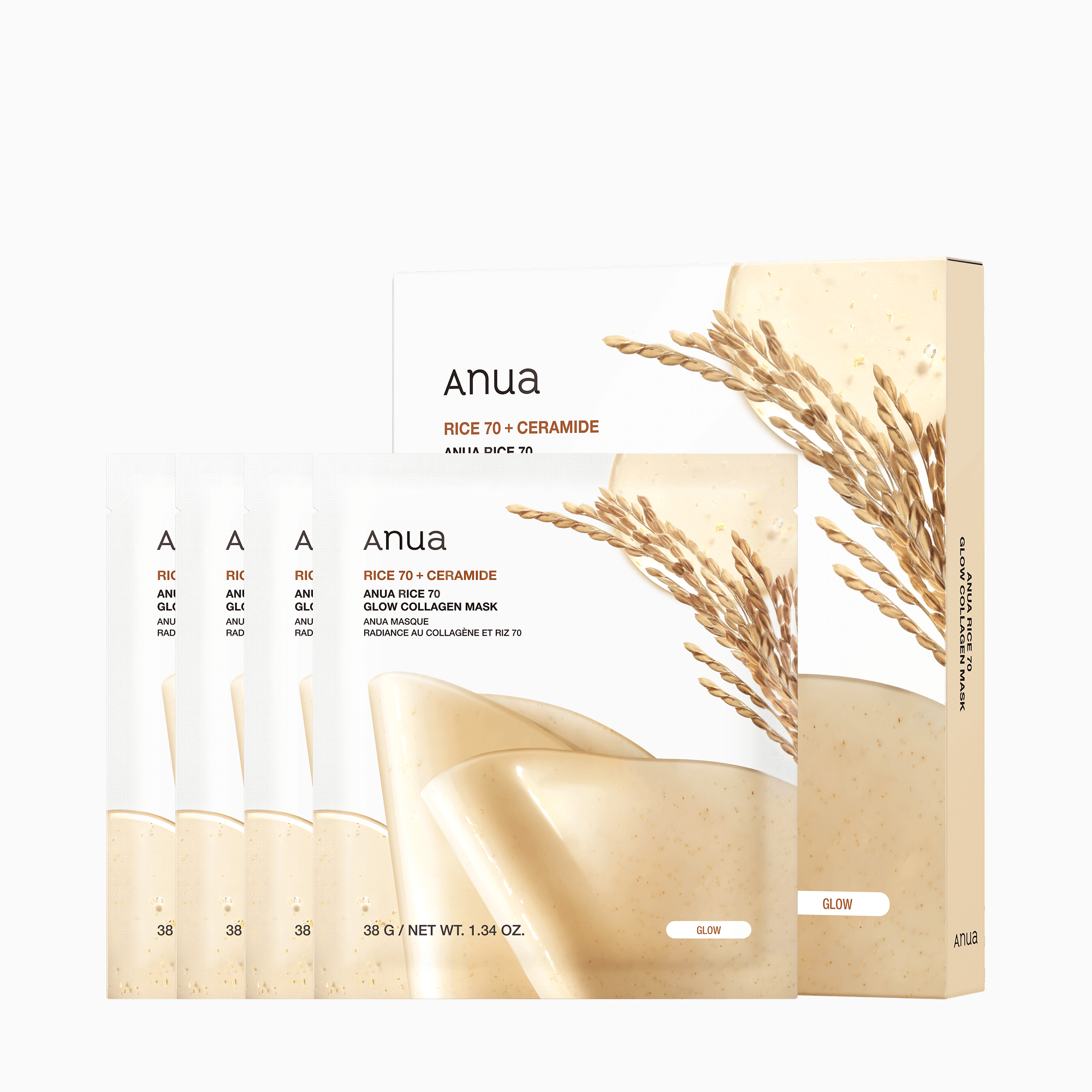 Anua Rice 70 Glow Collagen Mask 4ea
