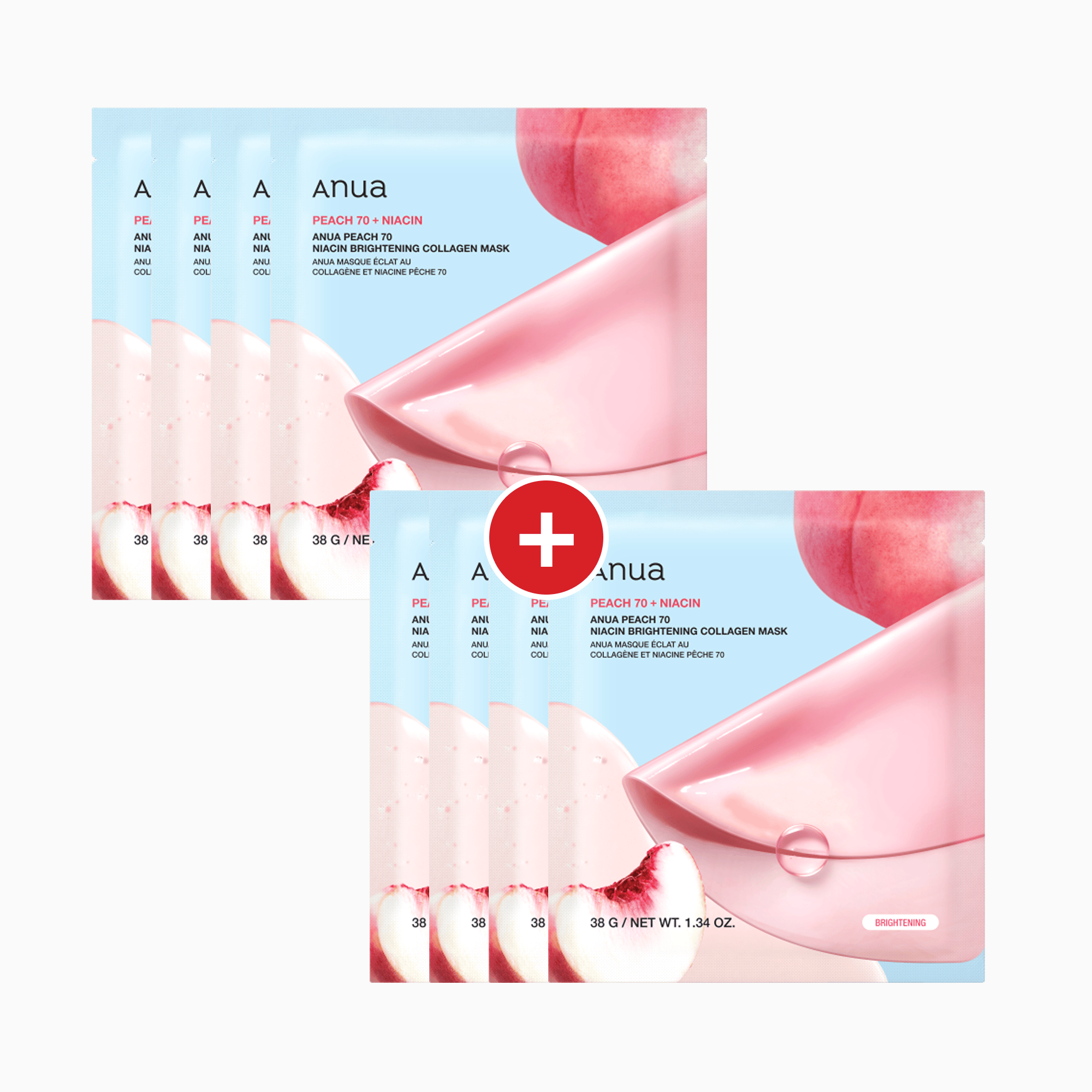 Anua US Sheet Mask BOGO Peach 70 Niacin Brightening Collagen Mask BOGO Peach 70 Niacin Brightening Collagen Mask 4+4