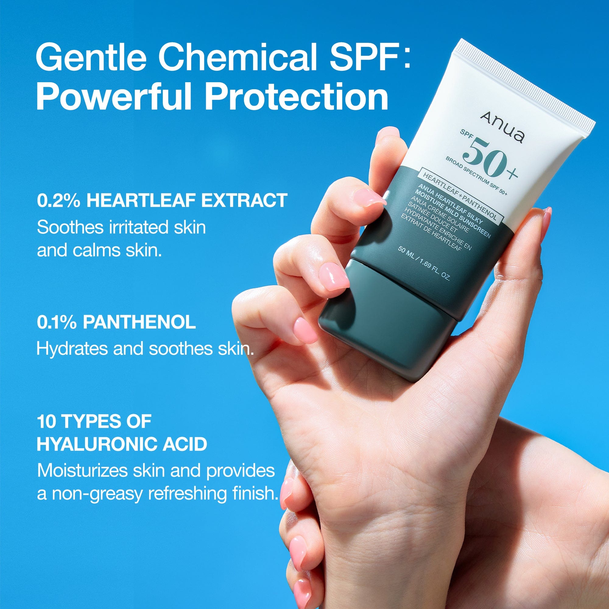 Anua US Sunscreen 50ML Heartleaf Silky Moisture Mild Sunscreen