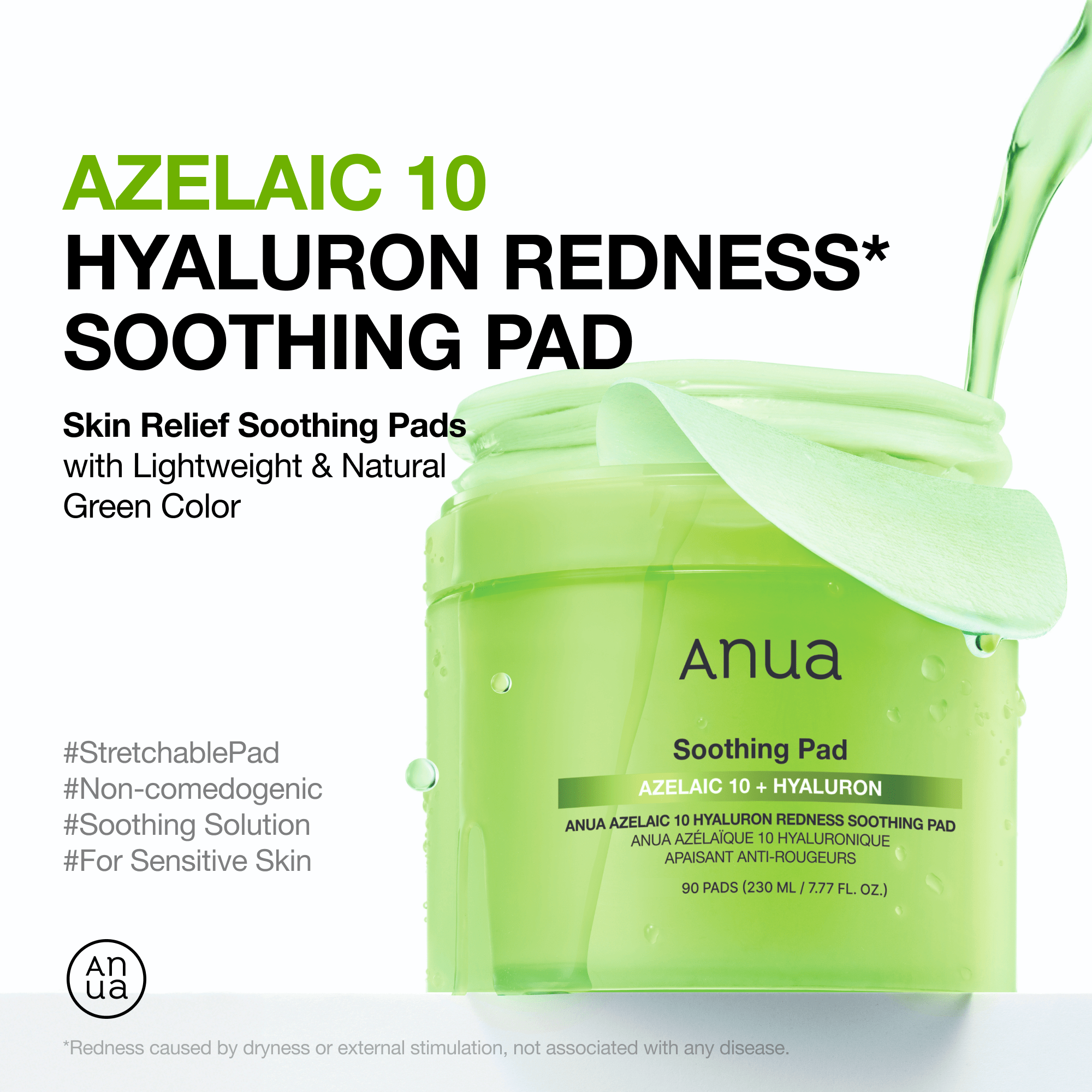 Anua US Toner 90 ea Azelaic 10 Hyaluron Redness Soothing Pad