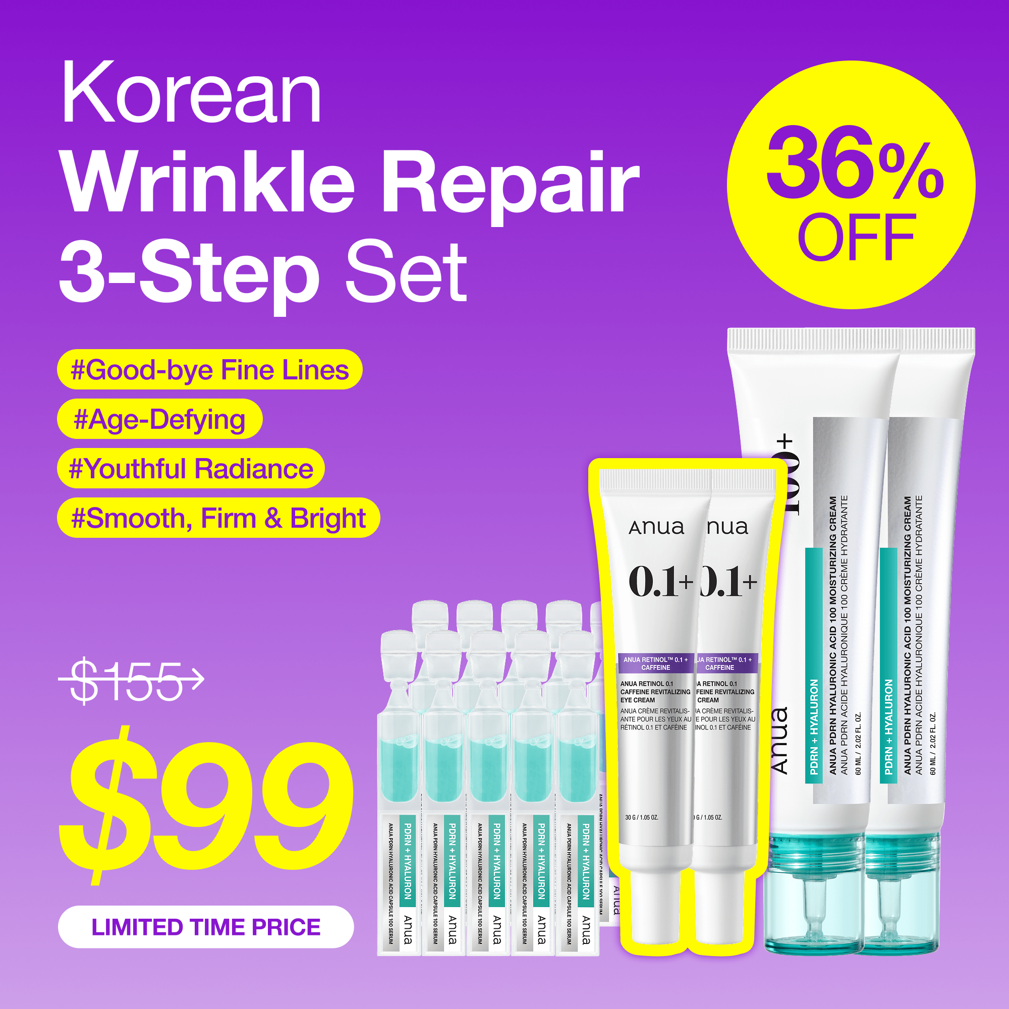 Hidden Korean Wrinkle Repair 3-Step Set Korean Wrinkle Repair 3-Step Set