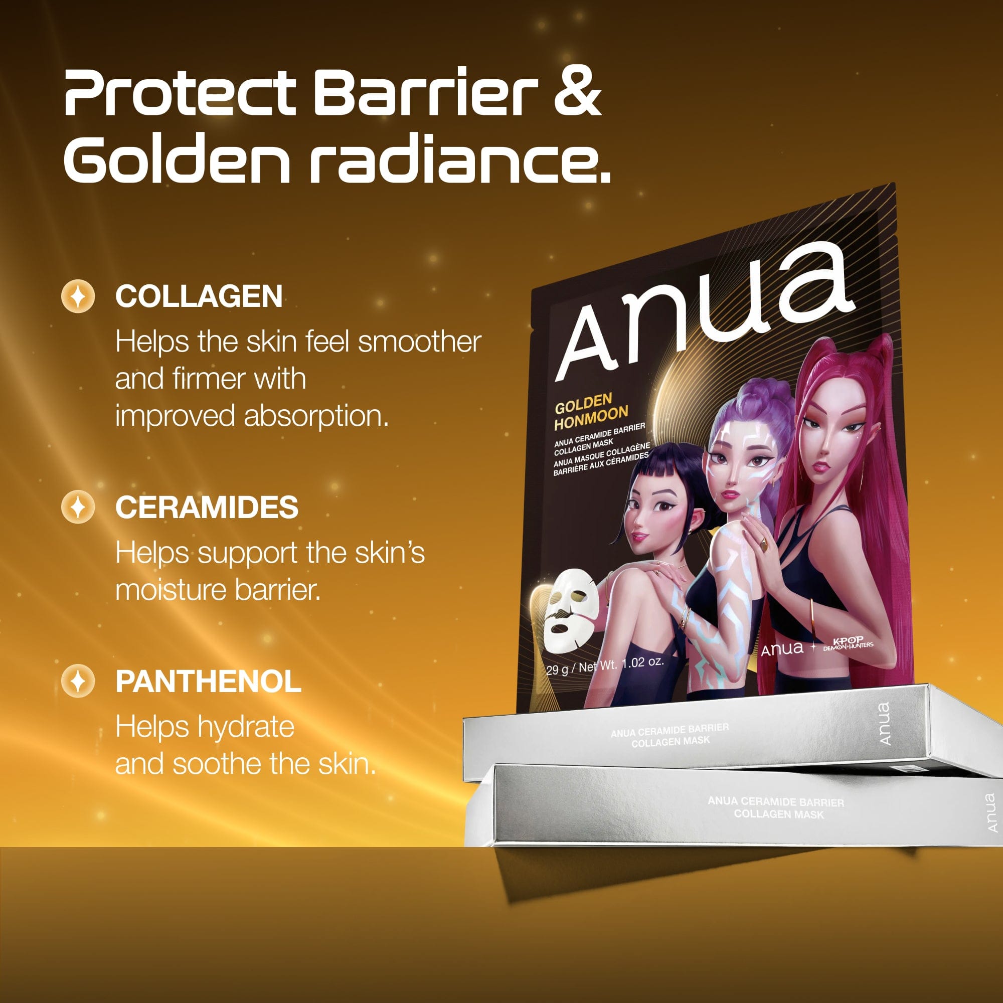 Anua US Golden Honmoon Barrier Collagen Mask 4ea