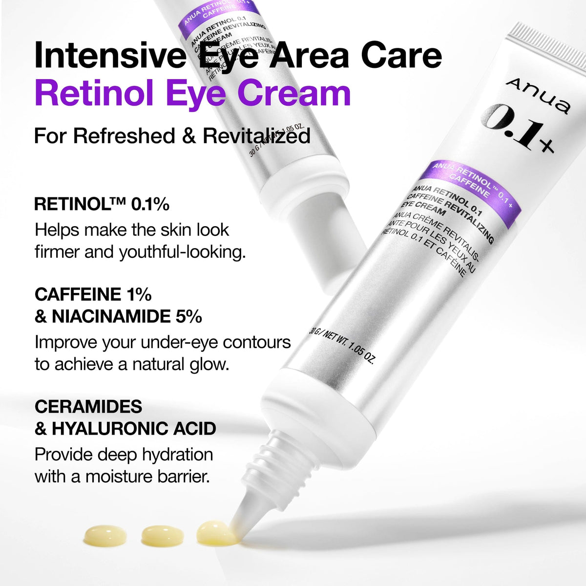 Anua US Moisturizer Retinol 0.1 Caffeine Revitalizing Eye Cream