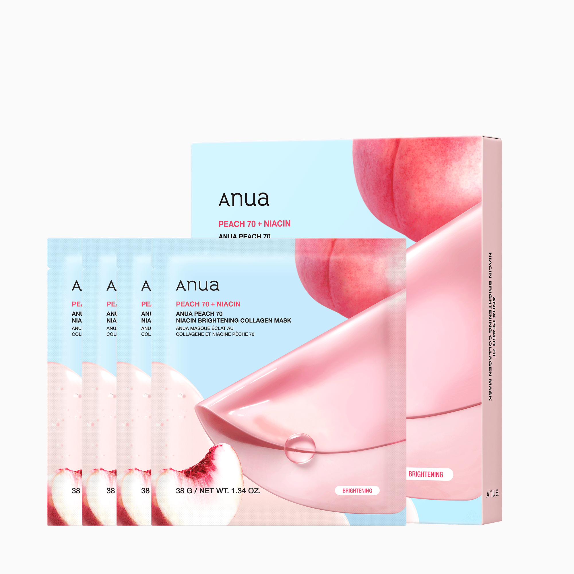 Anua US Sheet Mask 4ea Peach 70 Niacin Brightening Collagen Mask