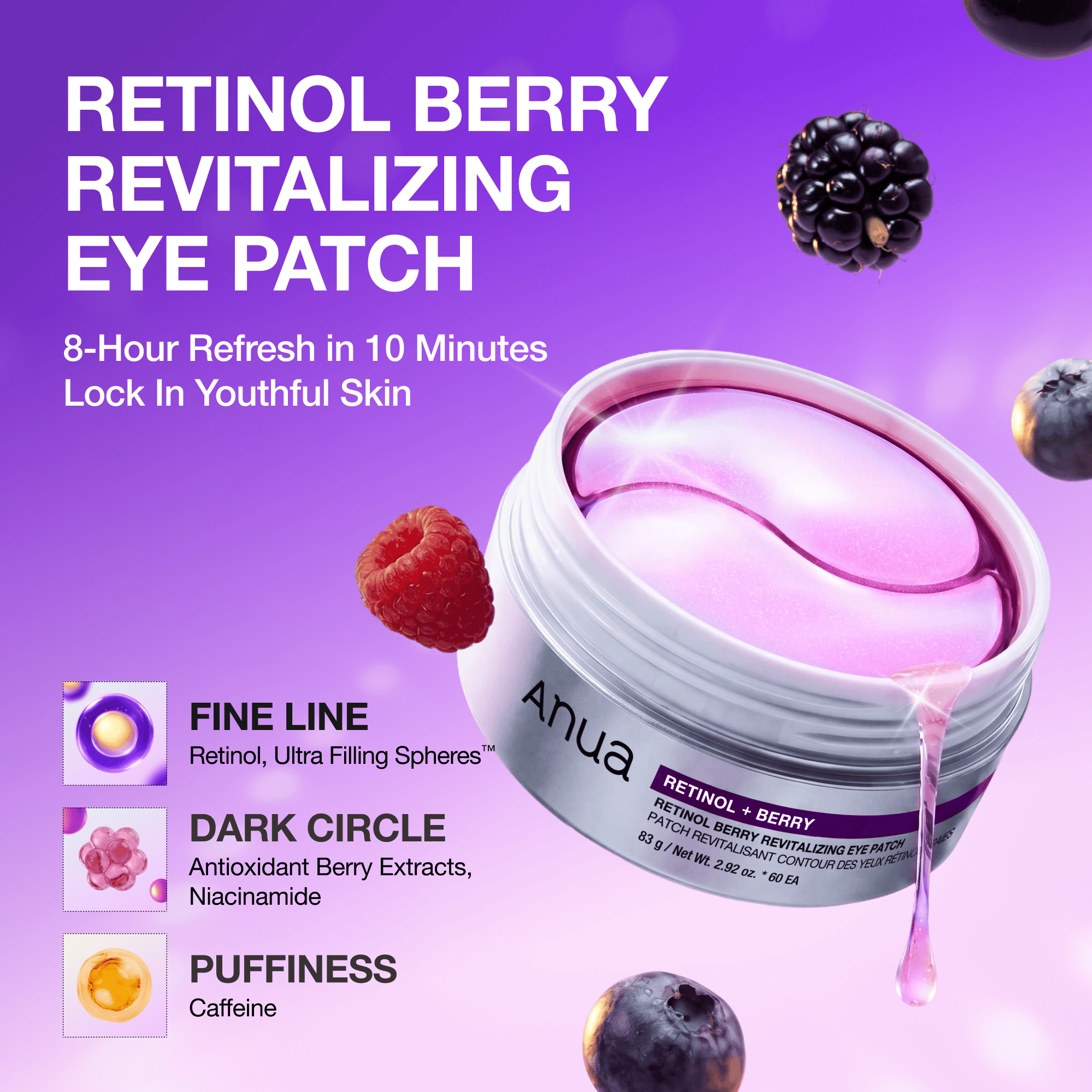 Anua US Spot Patches Retinol Berry Revitalizing Eye Patch
