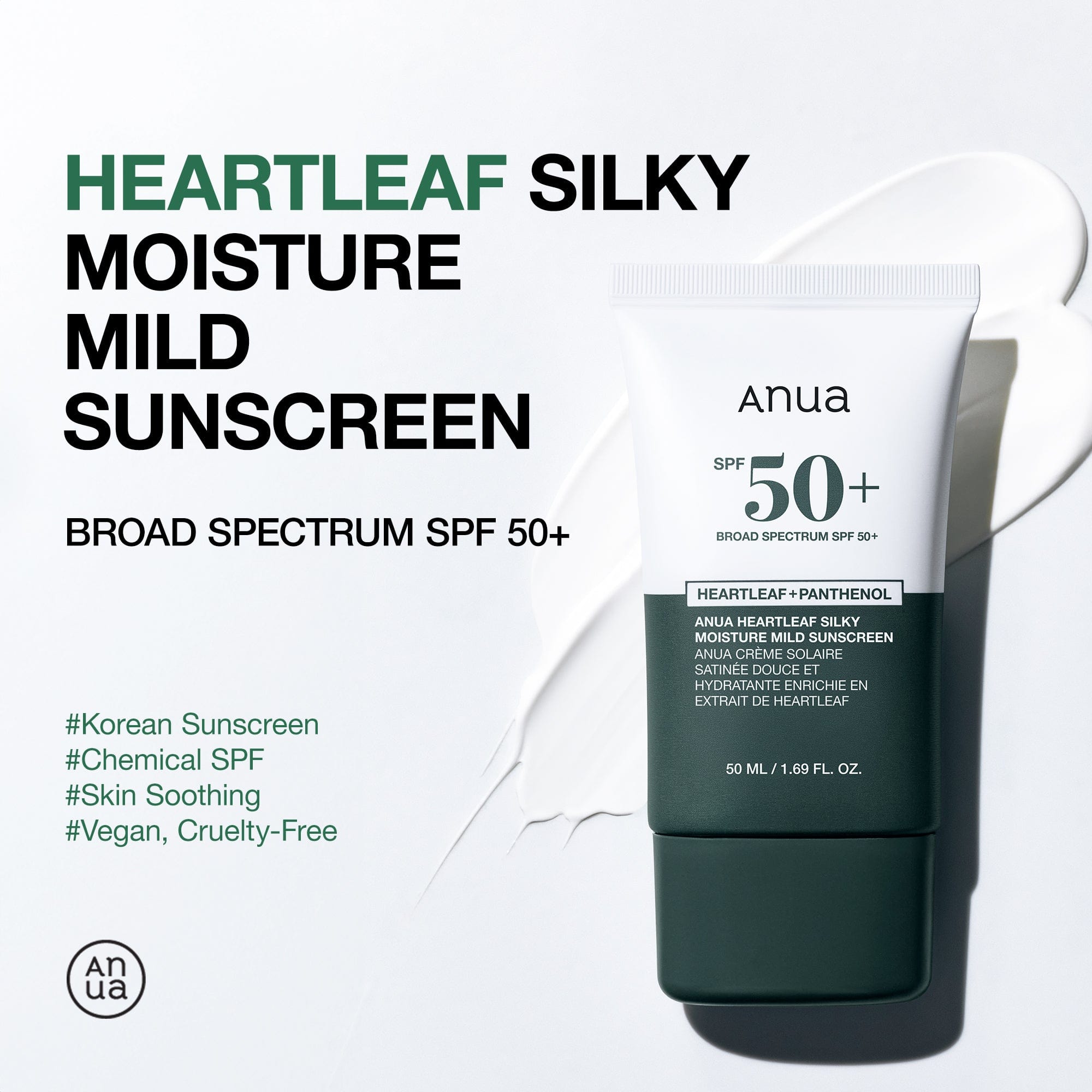 Anua US Sunscreen 50ML Heartleaf Silky Moisture Mild Sunscreen