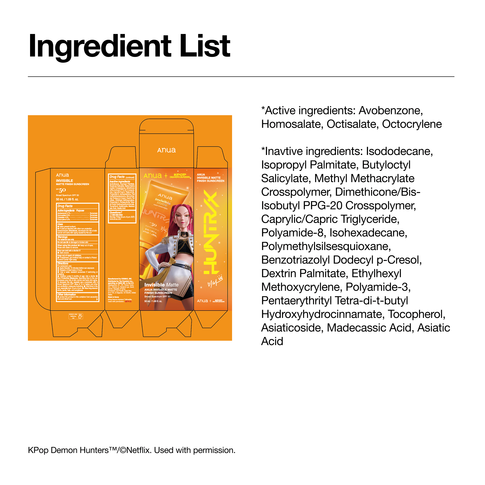 Anua US Sunscreen Invisible Matte Finish Sunscreen