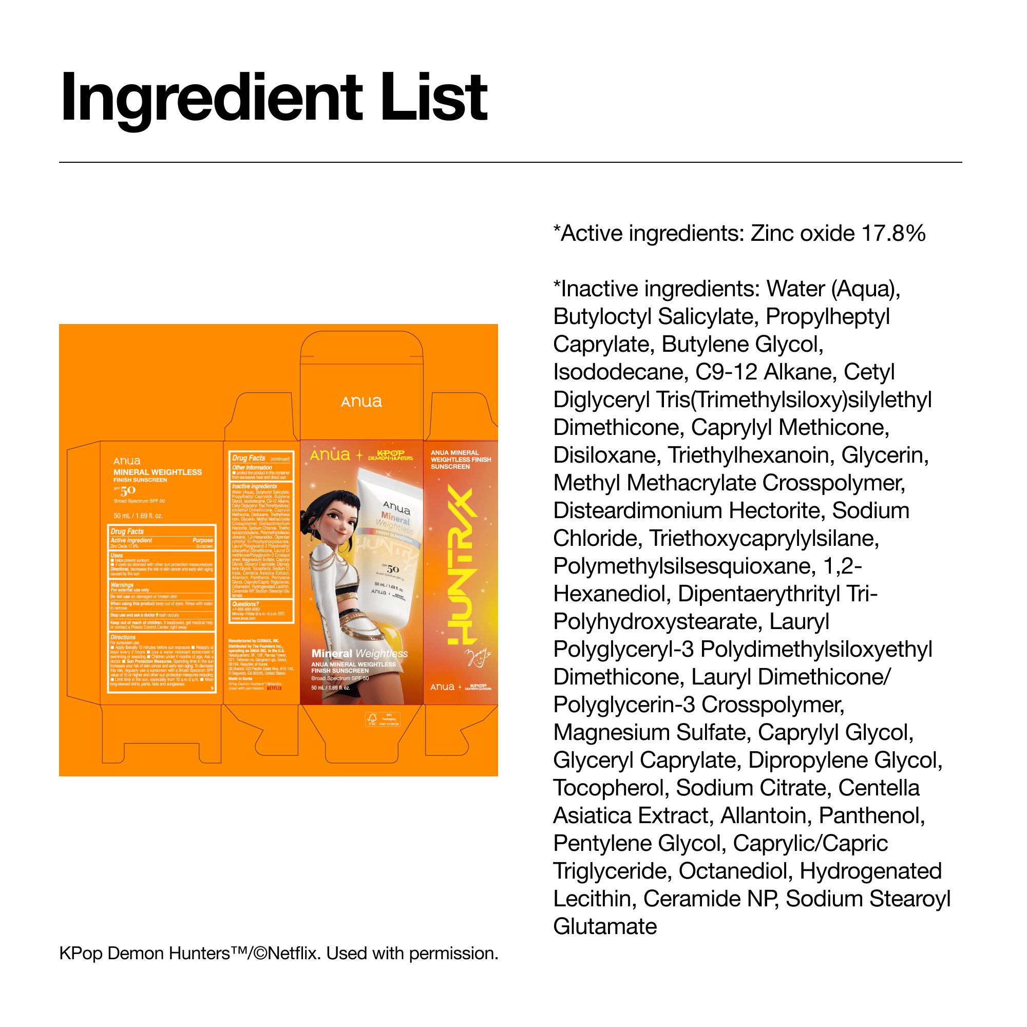 Anua US Sunscreen Mineral Weightless Finish Sunscreen