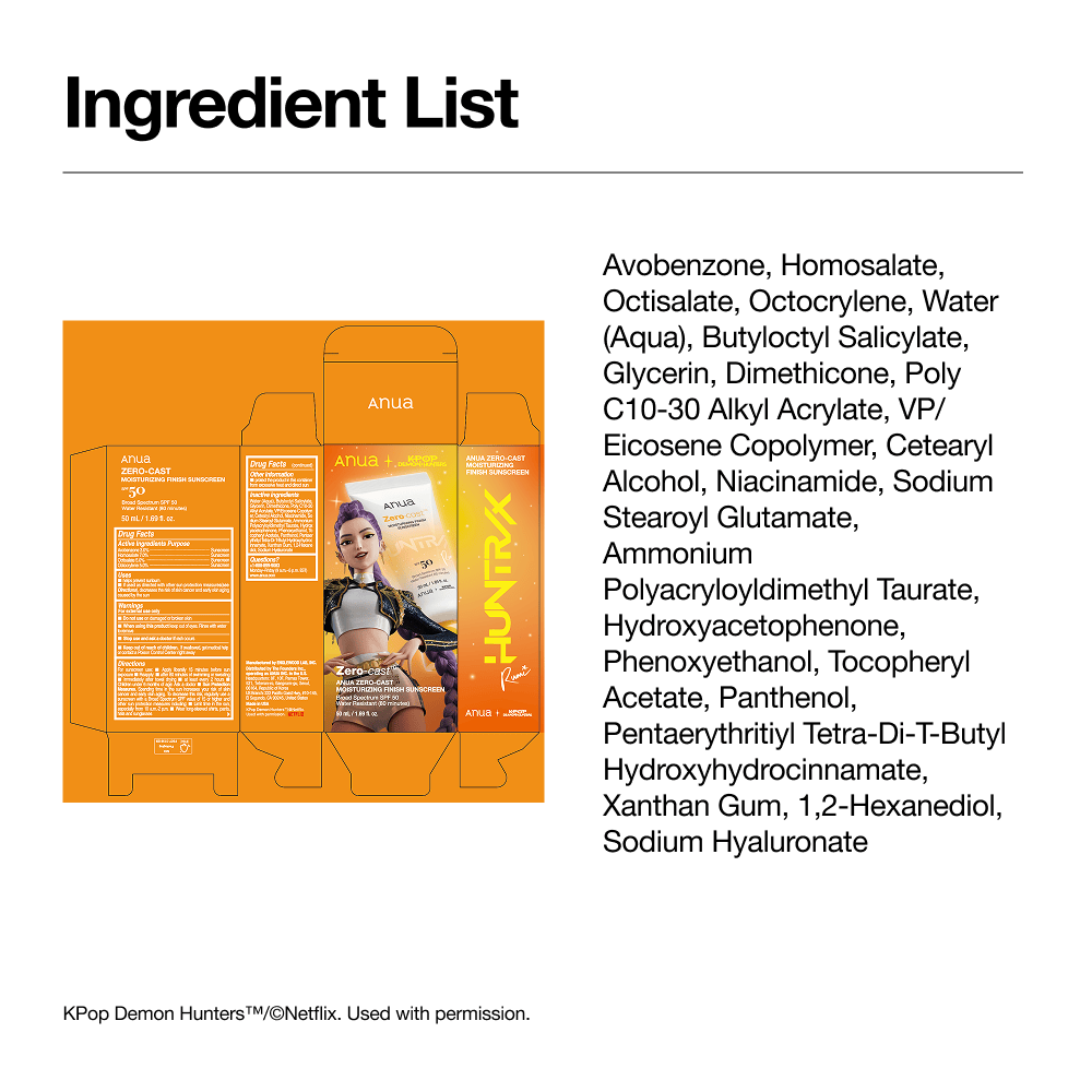 Anua US Sunscreen Zero-Cast Moisturizing Sunscreen SPF 50