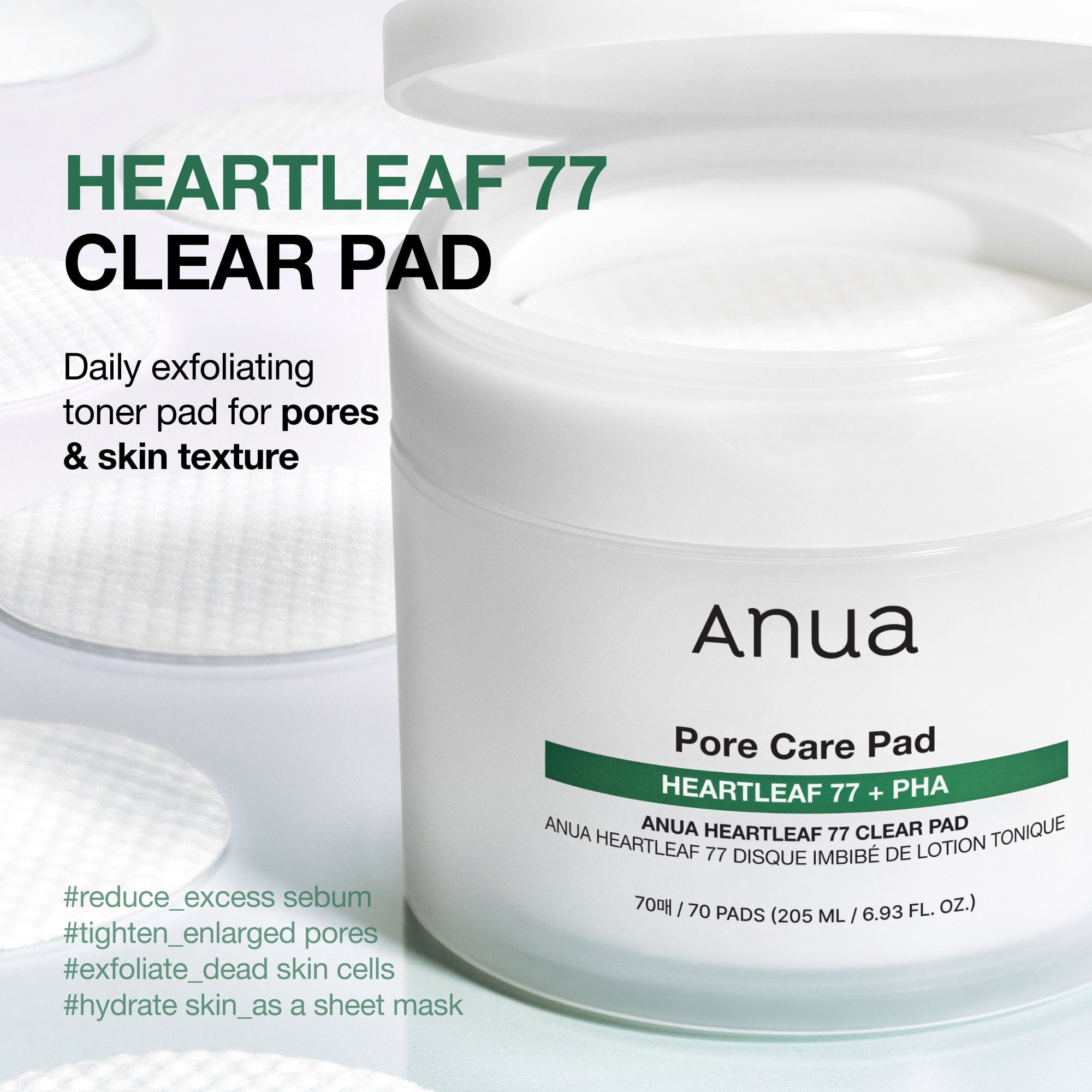 Anua US Toner 160 ml / 70ea Heartleaf 77 Toner Pad